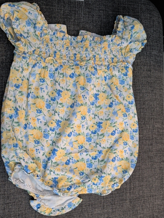 Janie and Jack Other - Janie and Jack Cream Romper with Yellow & Blue Floral Print